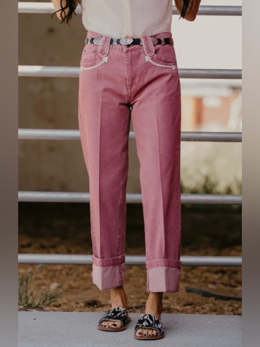 Howdy Hanny Smiley Pink Straight-Leg Jeans